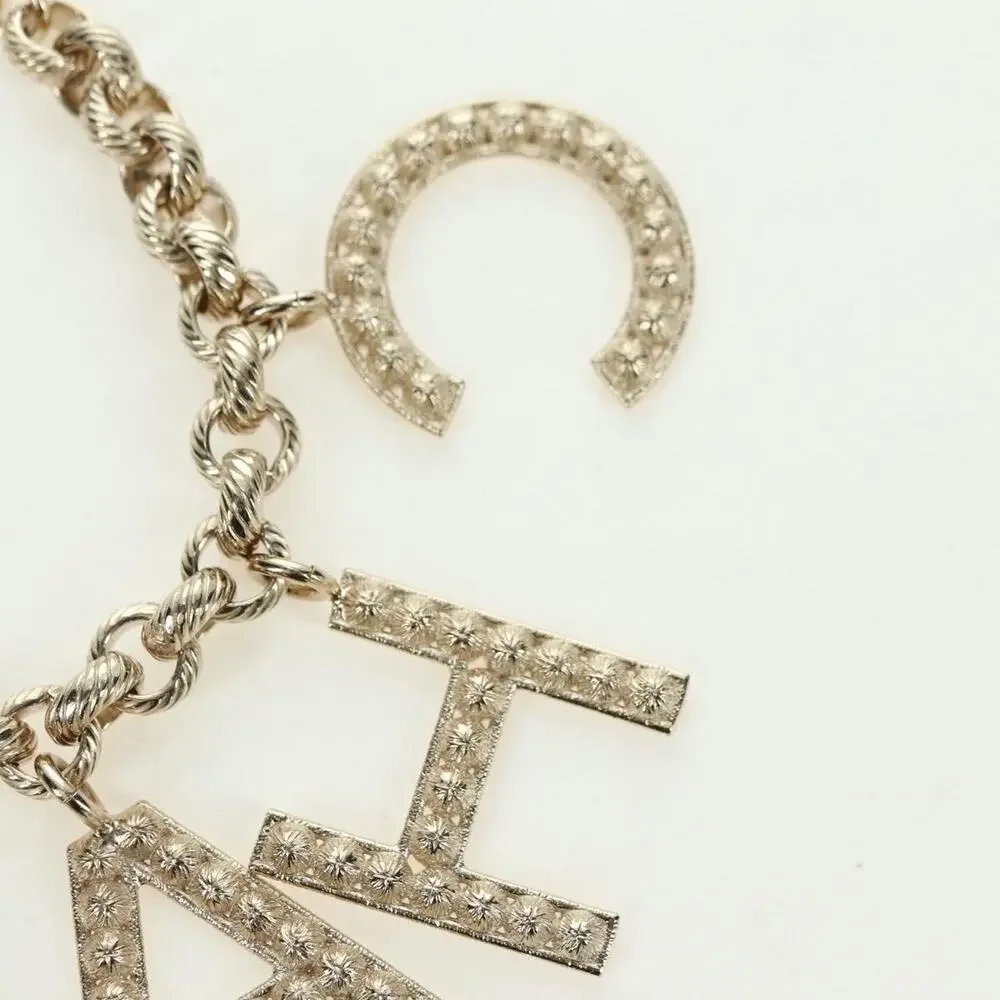 Chanel Logo Bracelet Metal Champagne Gold CC